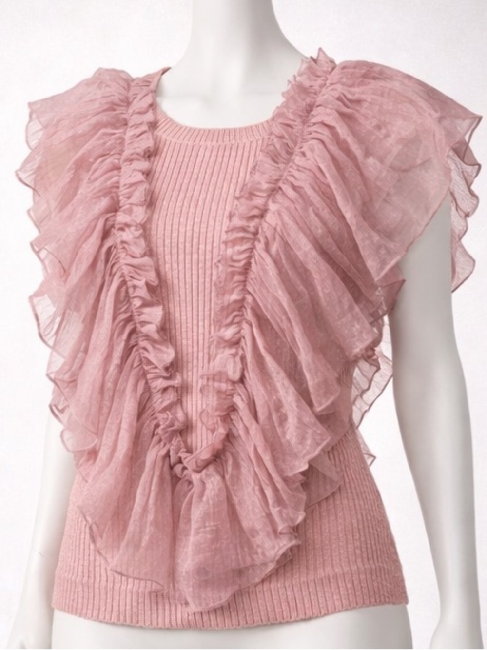 Isabella Rodriguez Dusty Rose Ruffle Knit Top